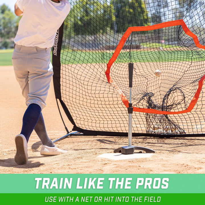 PlayGoSports.com Baseball GoSports Baseball & Softball Pro Batting Tee with Heavy-Duty Over-Molded Rubber Base, Adjustable Batting Height Range 25.5" to 43" Inches