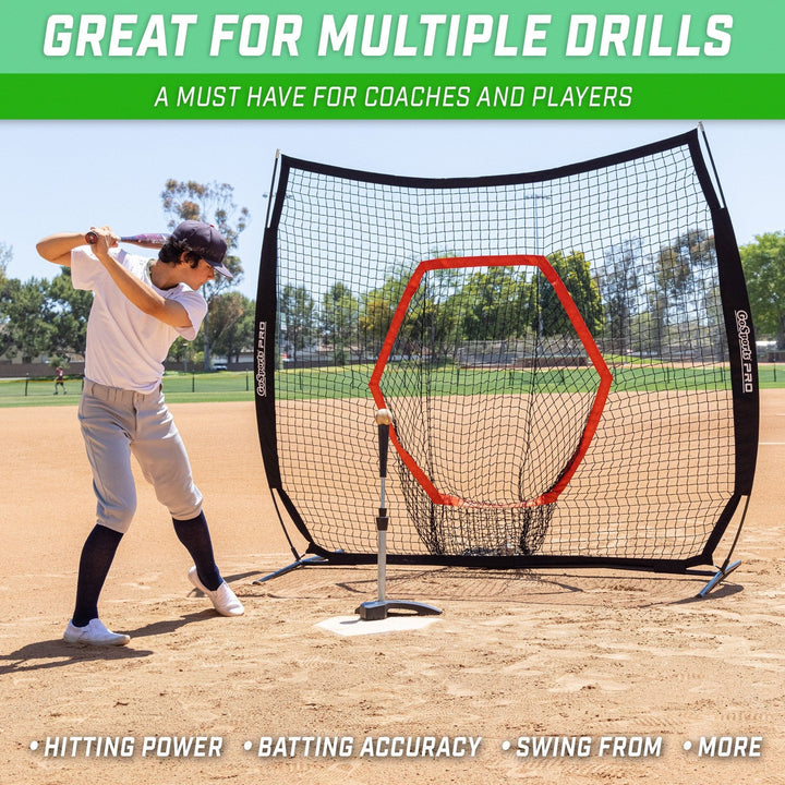PlayGoSports.com Baseball GoSports Baseball & Softball Pro Batting Tee with Heavy-Duty Over-Molded Rubber Base, Adjustable Batting Height Range 25.5" to 43" Inches