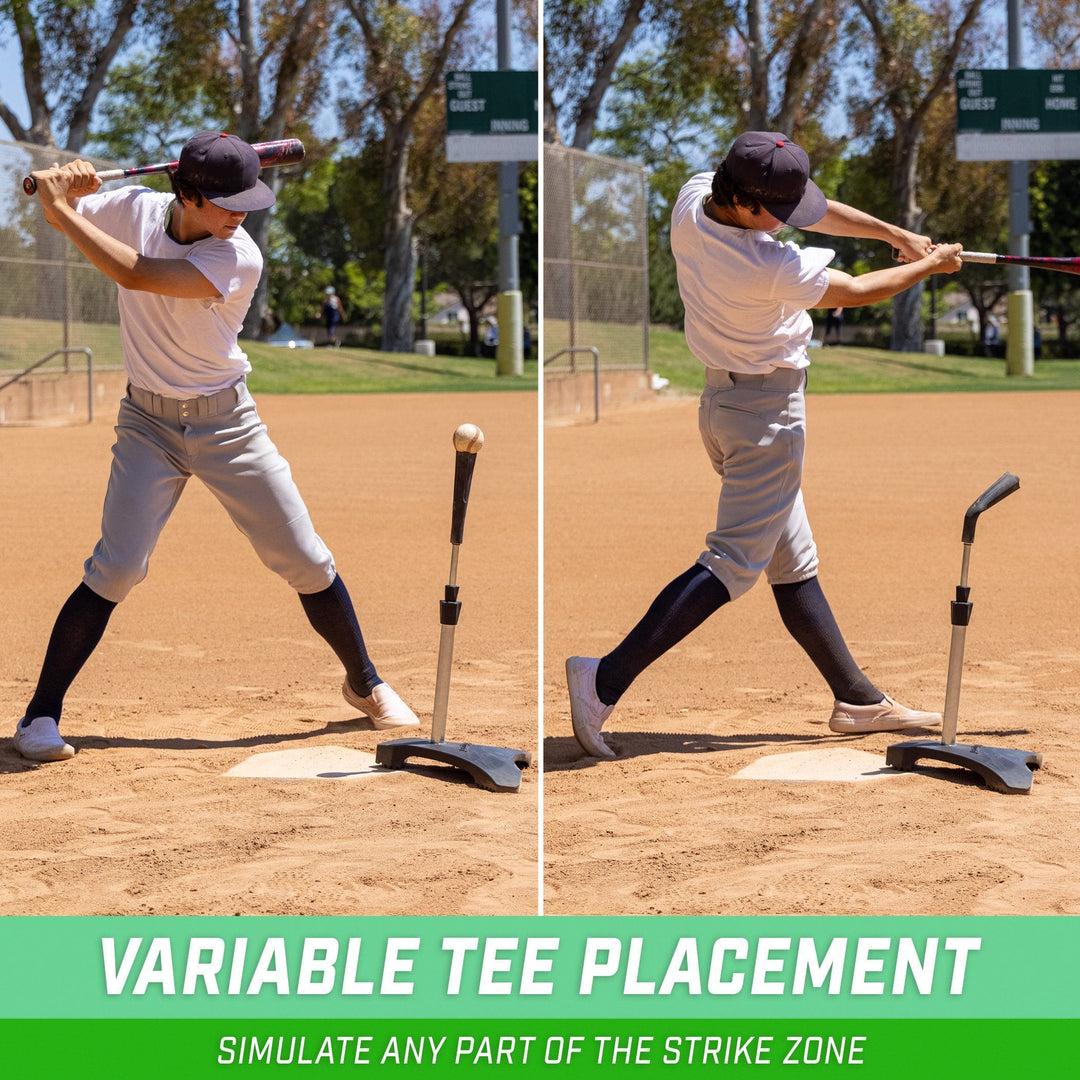 PlayGoSports.com Baseball GoSports Baseball & Softball Pro Batting Tee with Heavy-Duty Over-Molded Rubber Base, Adjustable Batting Height Range 25.5" to 43" Inches