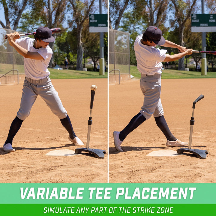 PlayGoSports.com Baseball GoSports Baseball & Softball Pro Batting Tee with Heavy-Duty Over-Molded Rubber Base, Adjustable Batting Height Range 25.5" to 43" Inches