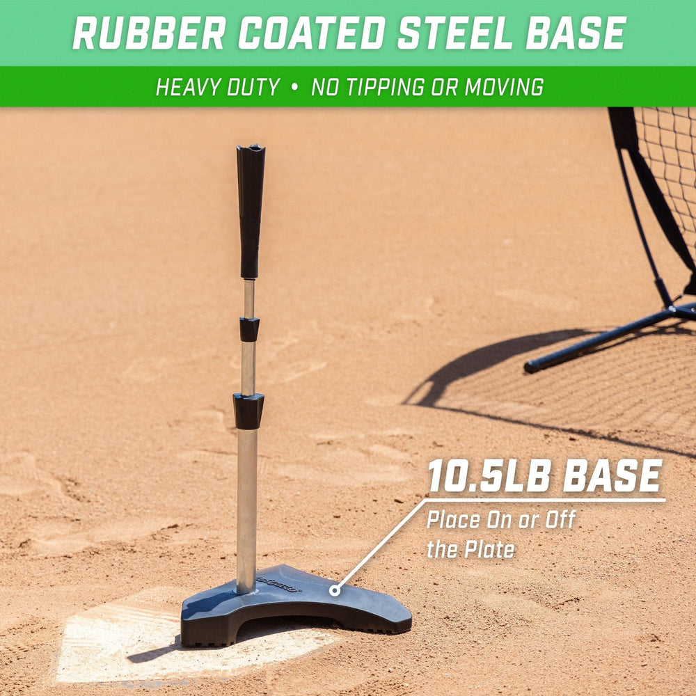 PlayGoSports.com Baseball GoSports Baseball & Softball Pro Batting Tee with Heavy-Duty Over-Molded Rubber Base, Adjustable Batting Height Range 25.5" to 43" Inches
