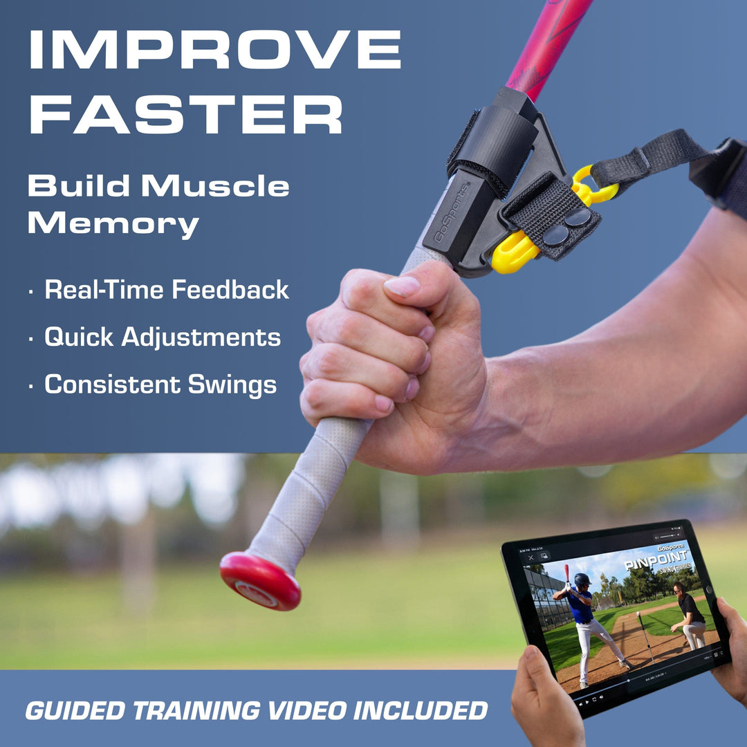 PlayGoSports.com Baseball GoSports PinPoint Baseball & Softball Swing Trainer Batting Aid - Baseball Training Equipment for Intermediate and Advanced Players