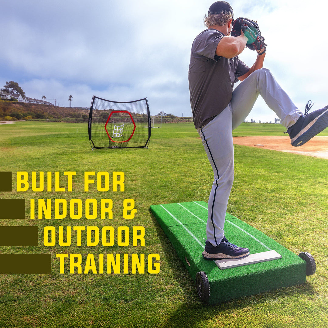 PlayGoSports.com Baseball GoSports Portable Baseball Pitching Mound with Stride Lines - 80 x 28 x 6 Inches - Foldable Pitching Mound