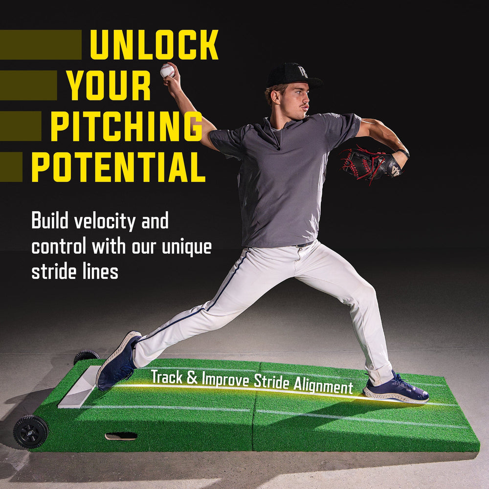 PlayGoSports.com Baseball GoSports Portable Baseball Pitching Mound with Stride Lines - 80 x 28 x 6 Inches - Foldable Pitching Mound