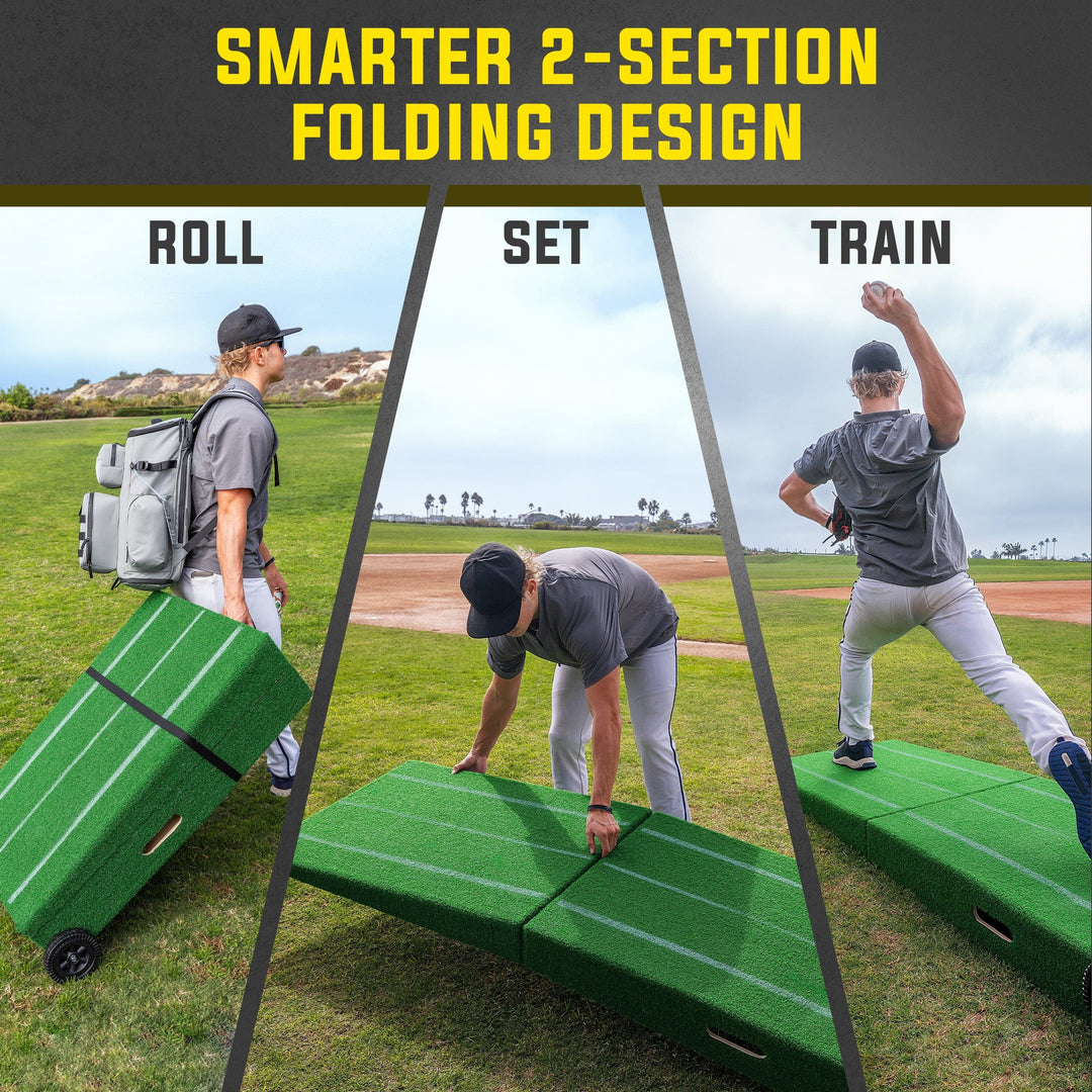 PlayGoSports.com Baseball GoSports Portable Baseball Pitching Mound with Stride Lines - 80 x 28 x 6 Inches - Foldable Pitching Mound