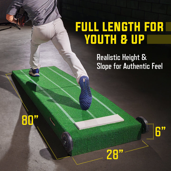 PlayGoSports.com Baseball GoSports Portable Baseball Pitching Mound with Stride Lines - 80 x 28 x 6 Inches - Foldable Pitching Mound