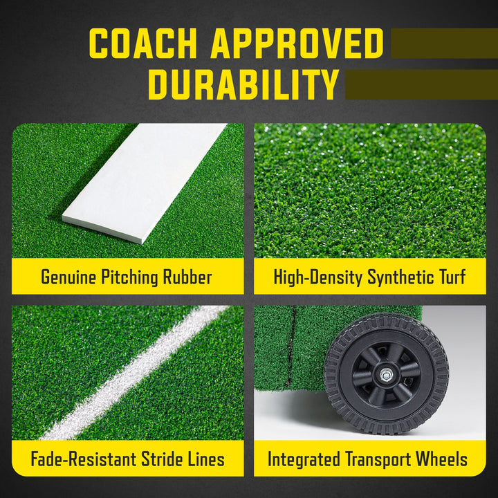 PlayGoSports.com Baseball GoSports Portable Baseball Pitching Mound with Stride Lines - 80 x 28 x 6 Inches - Foldable Pitching Mound