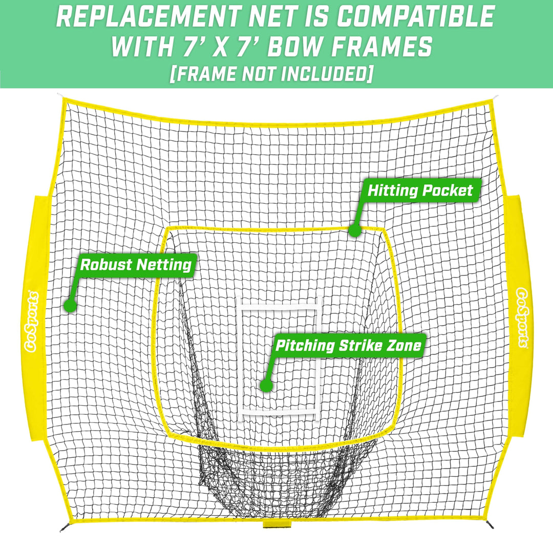 PlayGoSports.com Baseball GoSports Team Tone Replacement Baseball/Softball Net Compatible with GoSports Brand 7ft x 7ft Baseball Net