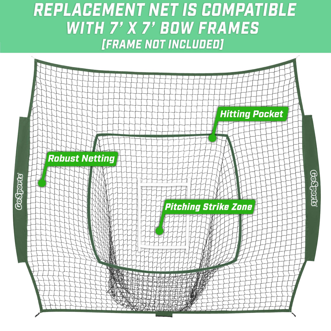 PlayGoSports.com Baseball GoSports Team Tone Replacement Baseball/Softball Net Compatible with GoSports Brand 7ft x 7ft Baseball Net