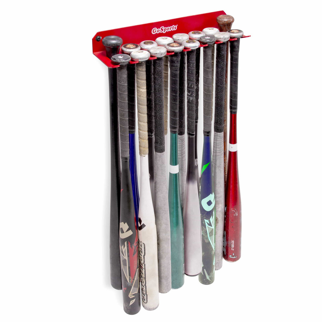 PlayGoSports.com Baseball Red GoSports Baseball & Softball Bat Rack and Caddy Storage and Organization Solution