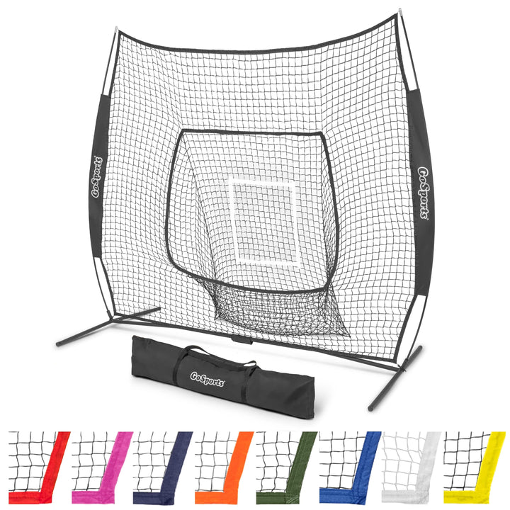 PlayGoSports.com Black GoSports Team Tone 7 ft x 7 ft Baseball & Softball Practice Hitting & Pitching Net in Team Colors