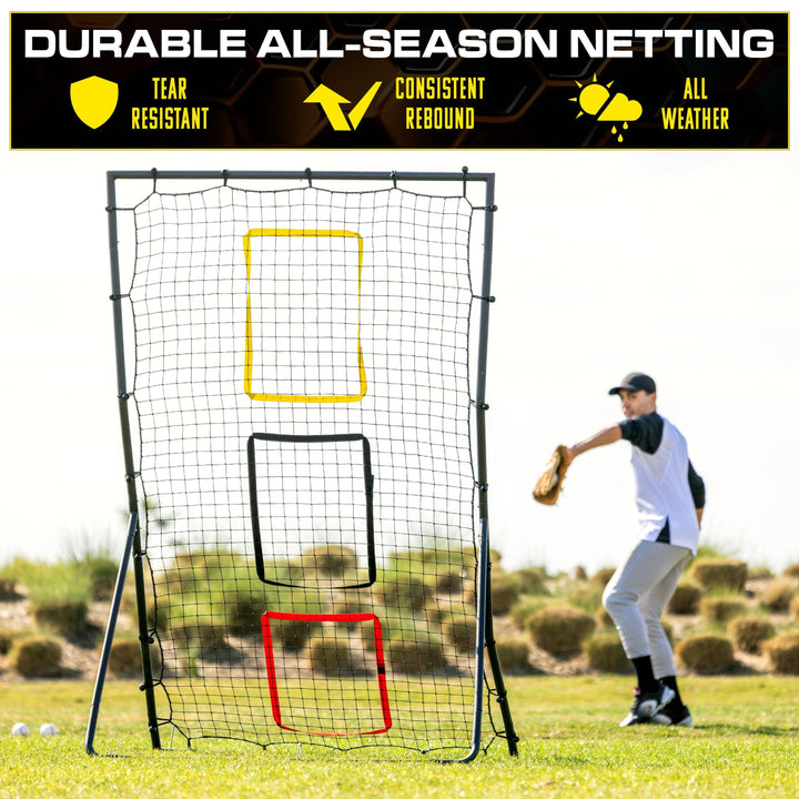 PlayGoSports.com GoSports 6 x 4 ft Baseball & Softball Pitching and Fielding Rebounder - Pitch Back Net with 3 Target Zones