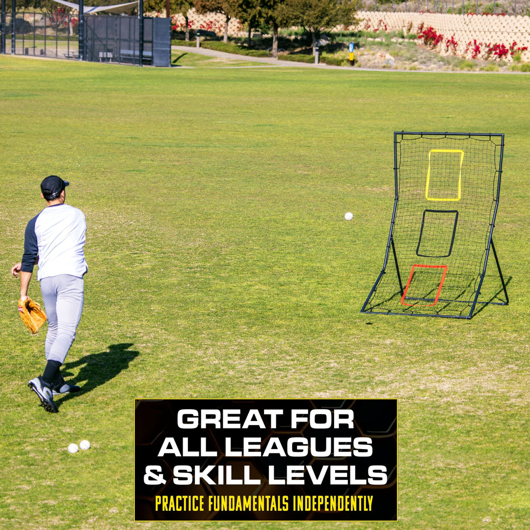 PlayGoSports.com GoSports 6 x 4 ft Baseball & Softball Pitching and Fielding Rebounder - Pitch Back Net with 3 Target Zones