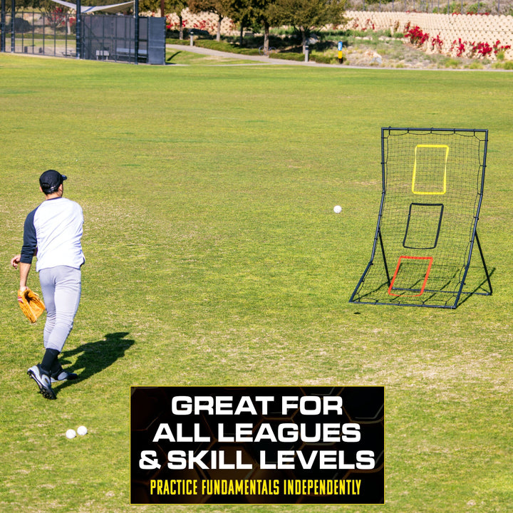 PlayGoSports.com GoSports 6 x 4 ft Baseball & Softball Pitching and Fielding Rebounder - Pitch Back Net with 3 Target Zones