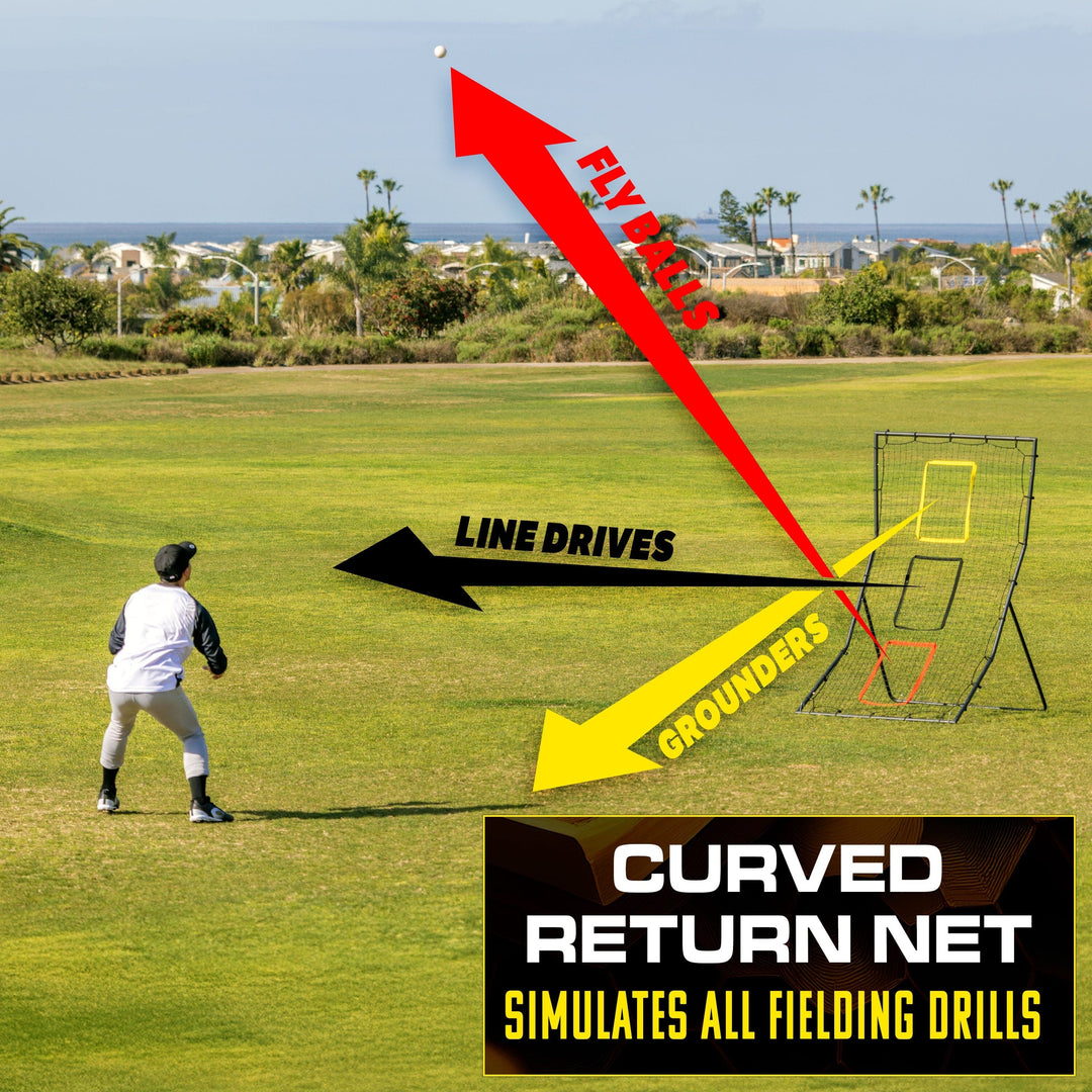 PlayGoSports.com GoSports 6 x 4 ft Baseball & Softball Pitching and Fielding Rebounder - Pitch Back Net with 3 Target Zones