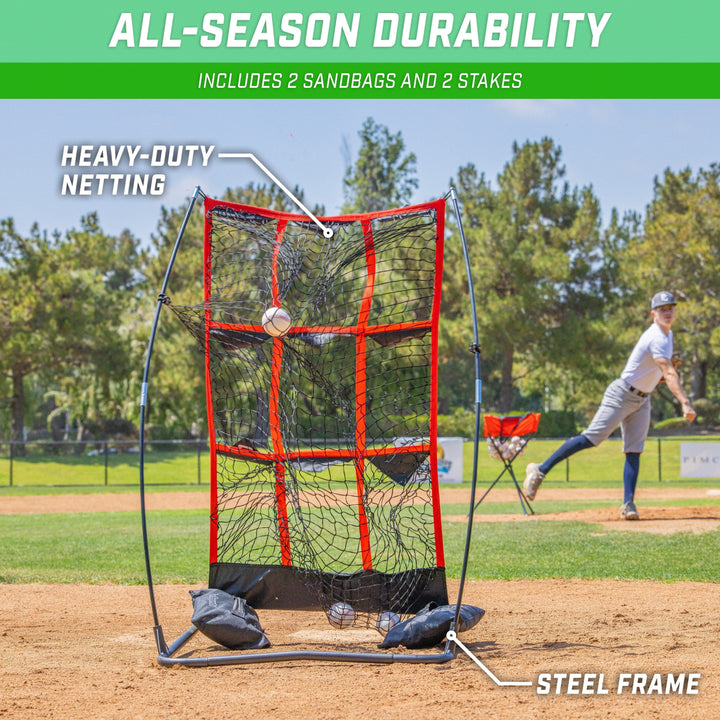 PlayGoSports.com GoSports 9 Hole Baseball & Softball Pitching Strike Zone Target Net - 49 x 30 in