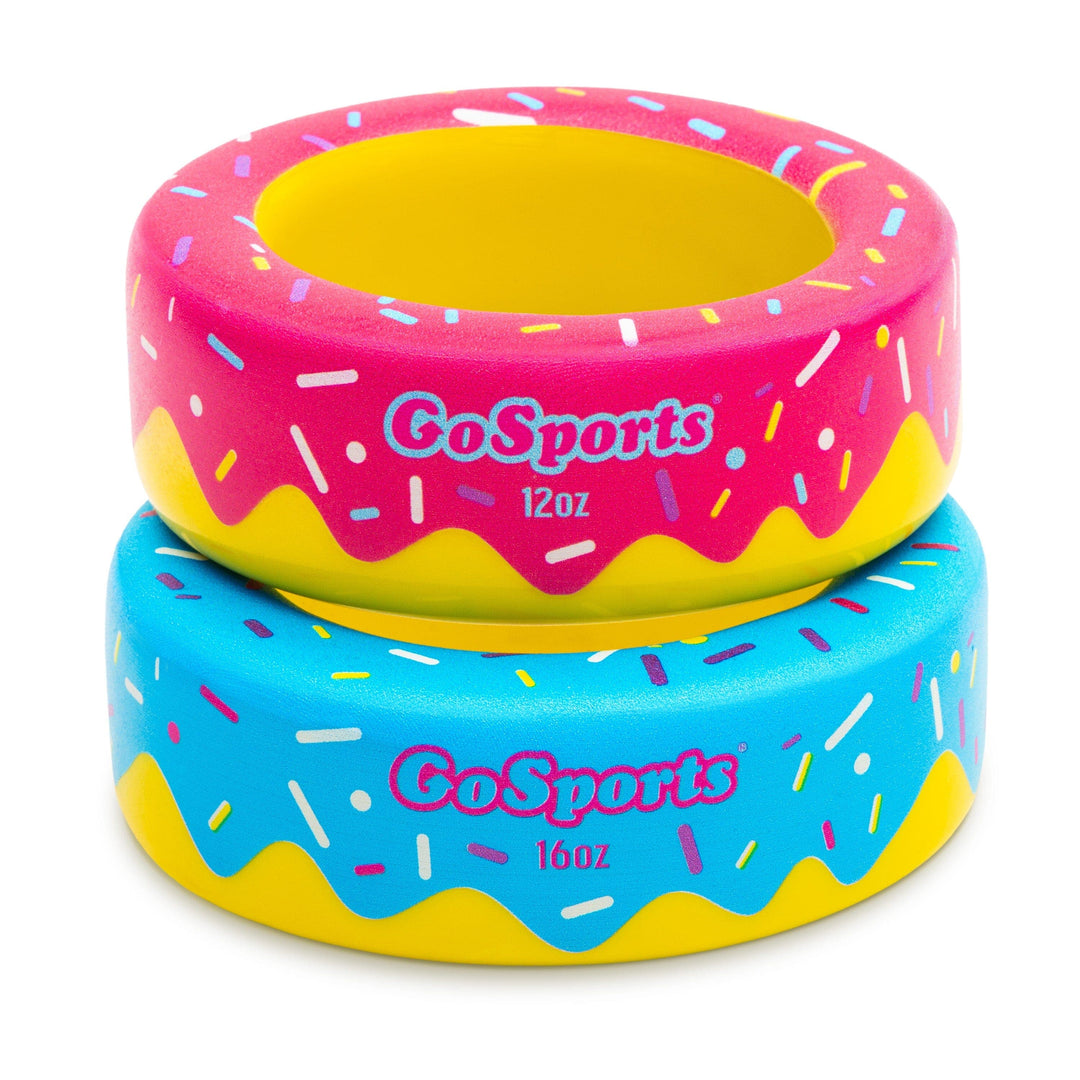 PlayGoSports.com GoSports Baseball and Softball Bat Donuts - 2 Pack Baseball Drip Bat Weights - 16 oz & 12 oz