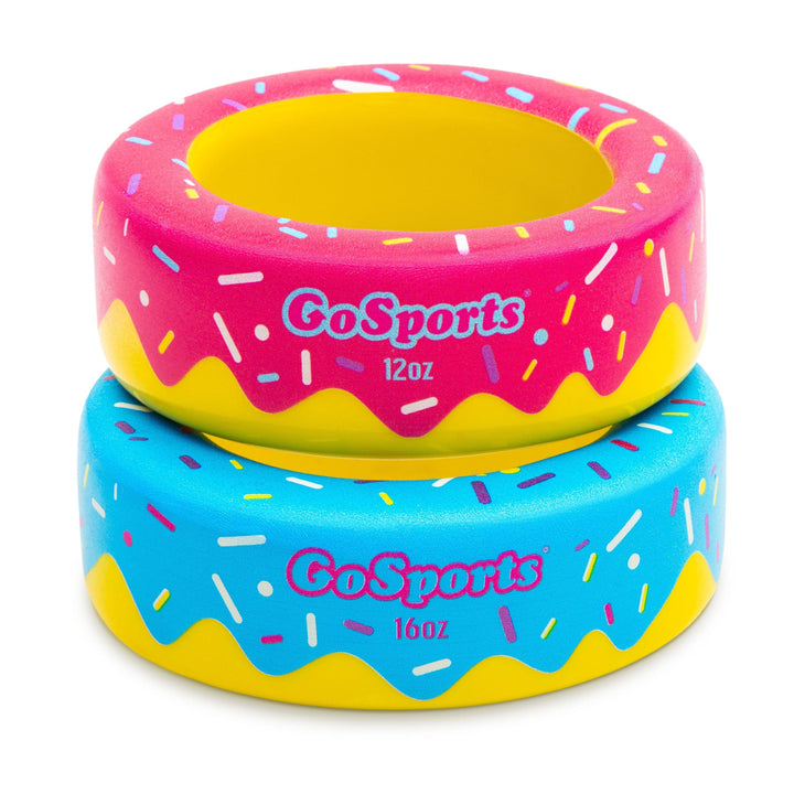 PlayGoSports.com GoSports Baseball and Softball Bat Donuts - 2 Pack Baseball Drip Bat Weights - 16 oz & 12 oz