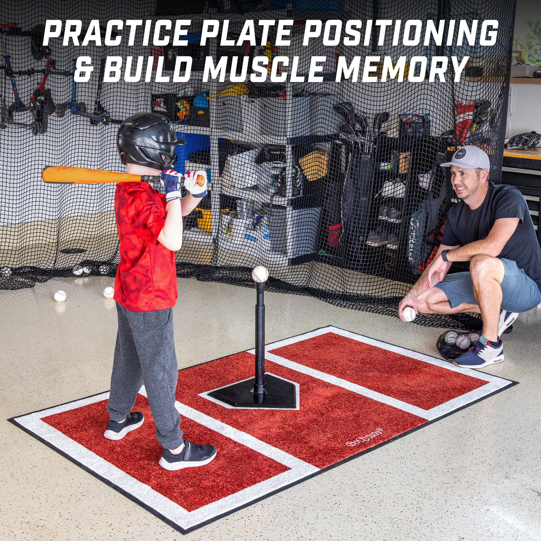 PlayGoSports.com GoSports Baseball and Softball Hitting Mat for Batting Stance Practice - 6 x 4 ft