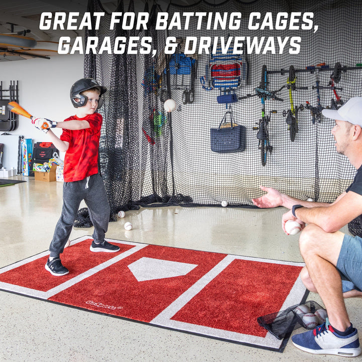 PlayGoSports.com GoSports Baseball and Softball Hitting Mat for Batting Stance Practice - 6 x 4 ft