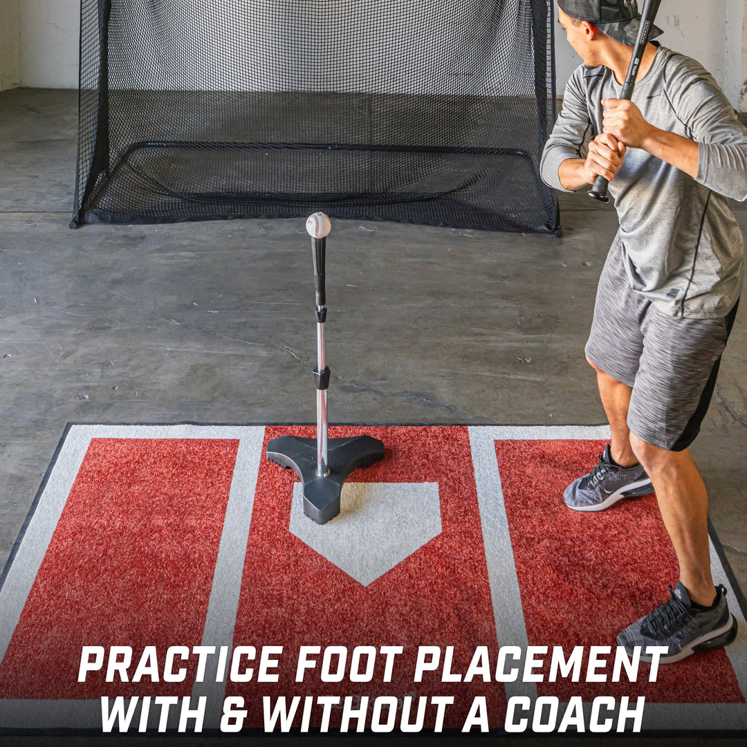 PlayGoSports.com GoSports Baseball and Softball Hitting Mat for Batting Stance Practice - 6 x 4 ft
