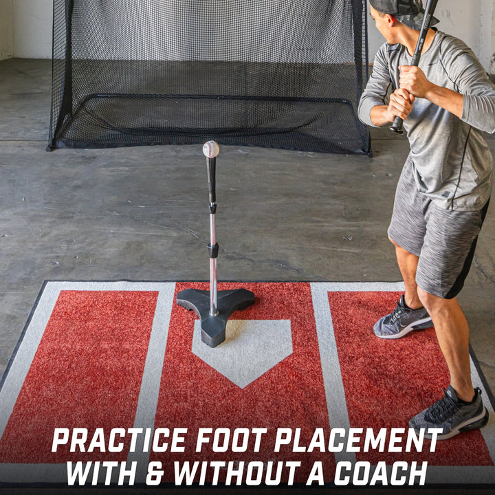 PlayGoSports.com GoSports Baseball and Softball Hitting Mat for Batting Stance Practice - 6 x 4 ft