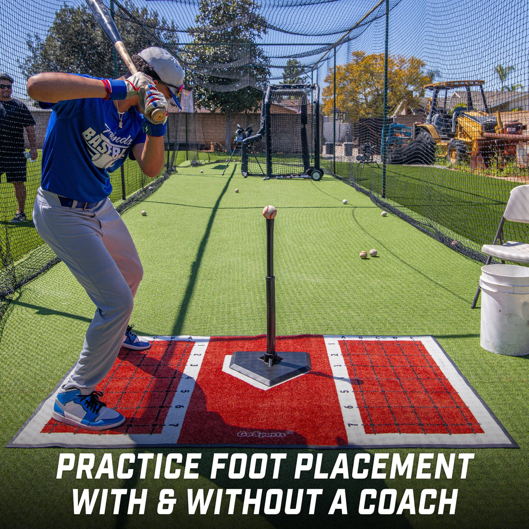 PlayGoSports.com GoSports Baseball and Softball Hitting Mat with Batting Stance Alignment Guide - 6 x 4 ft