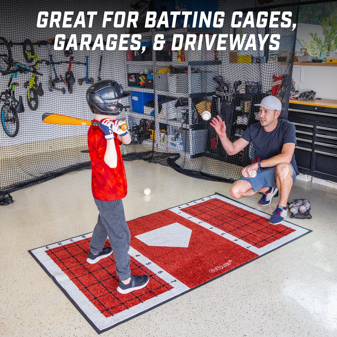 PlayGoSports.com GoSports Baseball and Softball Hitting Mat with Batting Stance Alignment Guide - 6 x 4 ft