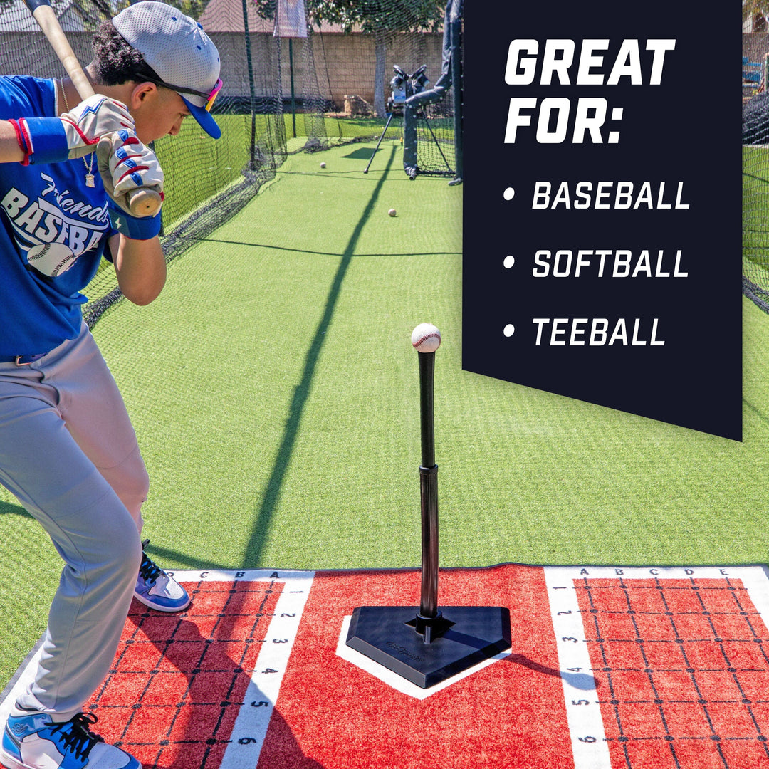PlayGoSports.com GoSports Baseball & Softball Batting Tee - Adjustable Rubber Hitting Tee for All Leagues and Skill Levels