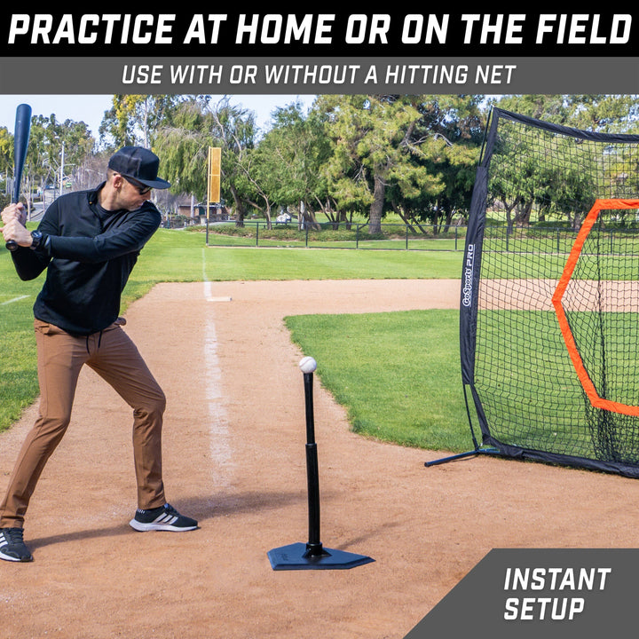 PlayGoSports.com GoSports Baseball & Softball Batting Tee - Adjustable Rubber Hitting Tee for All Leagues and Skill Levels