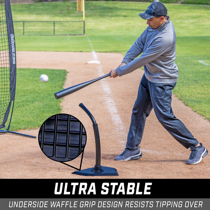 PlayGoSports.com GoSports Baseball & Softball Batting Tee - Adjustable Rubber Hitting Tee for All Leagues and Skill Levels