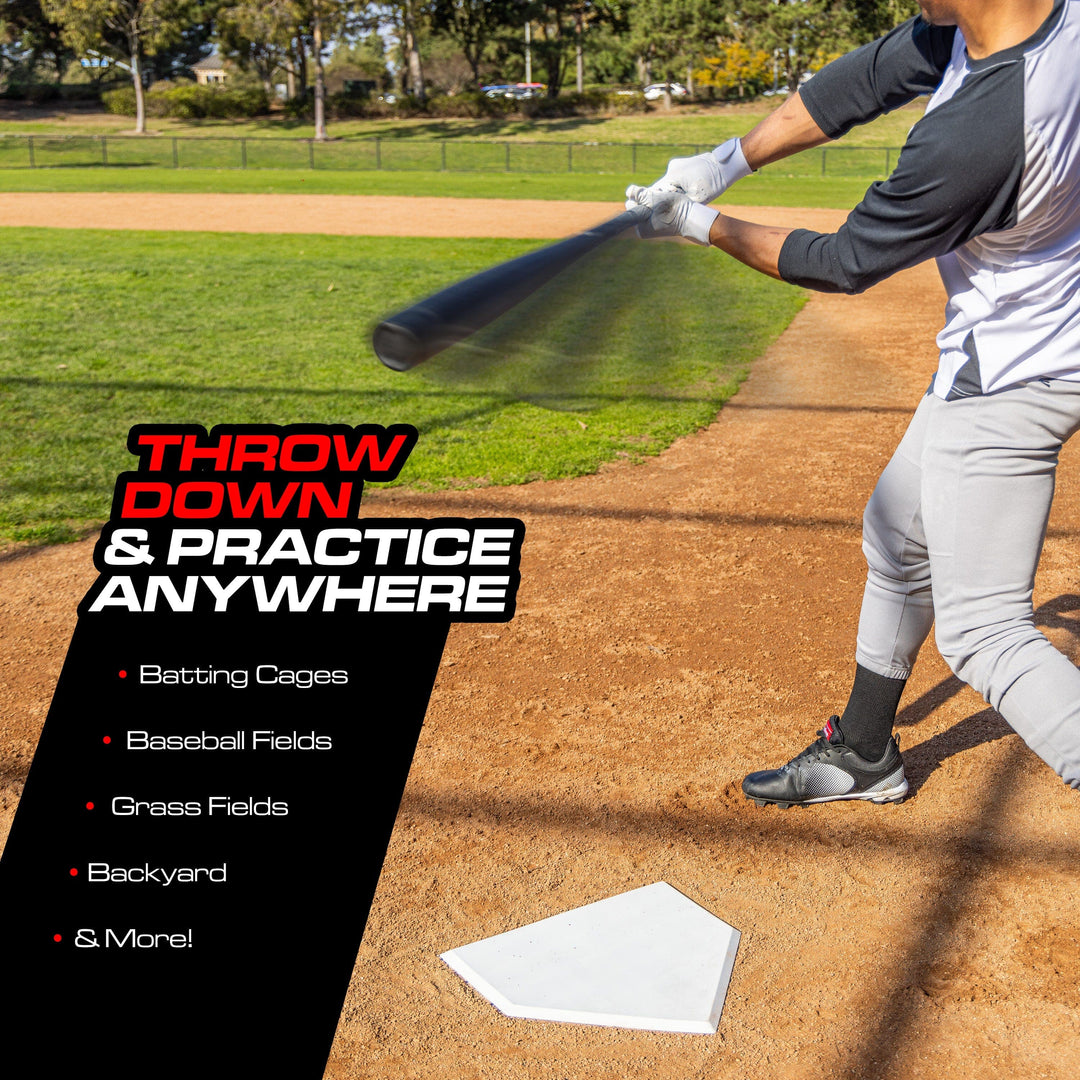 PlayGoSports.com GoSports Baseball & Softball Home Plate - Heavy-Duty Rubber Throw Down Base with Waffle Bottom