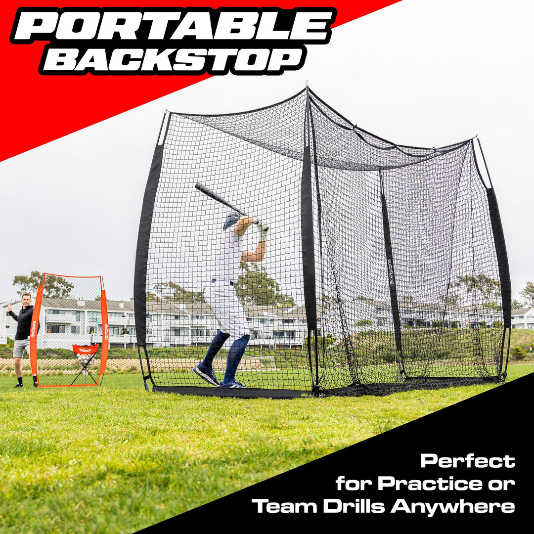 PlayGoSports.com GoSports Baseball & Softball Portable Backstop Practice Net - 10 x 8 ft Hitting & Pitching Net for Backyard
