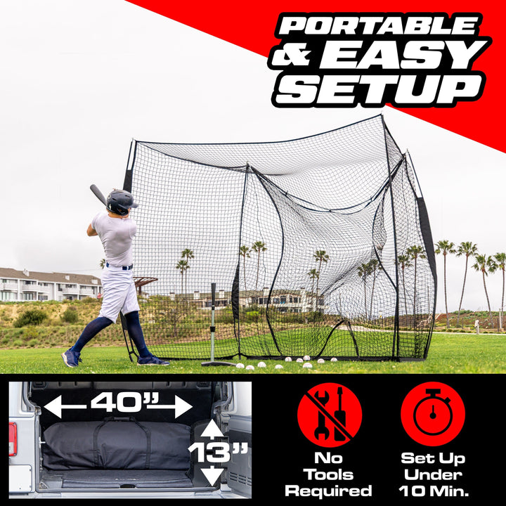 PlayGoSports.com GoSports Baseball & Softball Portable Backstop Practice Net - 10 x 8 ft Hitting & Pitching Net for Backyard