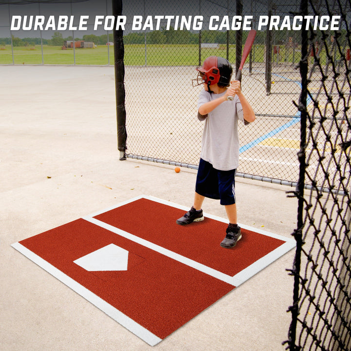 PlayGoSports.com GoSports Baseball / Softball Turf Batting Mat - 6 ft x 5.5 ft Switch Hitting Design with Reversible Home Plate