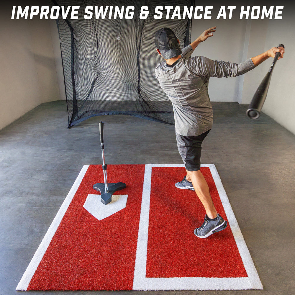 PlayGoSports.com GoSports Baseball / Softball Turf Batting Mat - 6 ft x 5.5 ft Switch Hitting Design with Reversible Home Plate