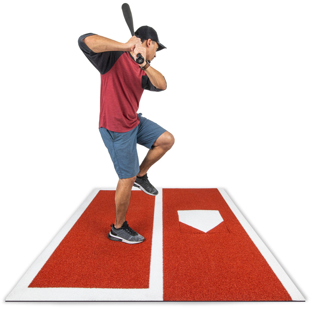 PlayGoSports.com GoSports Baseball / Softball Turf Batting Mat - 6 ft x 5.5 ft Switch Hitting Design with Reversible Home Plate