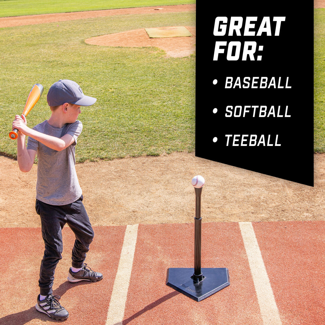 PlayGoSports.com GoSports Jr. Baseball & Softball Batting Tee - Adjustable Rubber Hitting Tee for All Leagues and Skill Levels