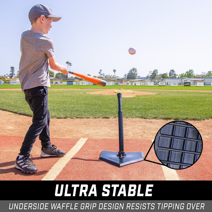 PlayGoSports.com GoSports Jr. Baseball & Softball Batting Tee - Adjustable Rubber Hitting Tee for All Leagues and Skill Levels