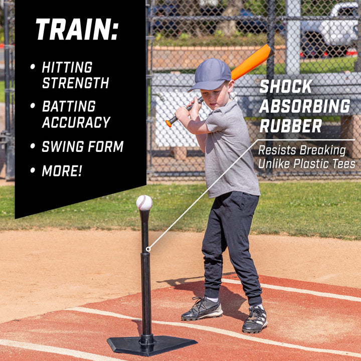 PlayGoSports.com GoSports Jr. Baseball & Softball Batting Tee - Adjustable Rubber Hitting Tee for All Leagues and Skill Levels