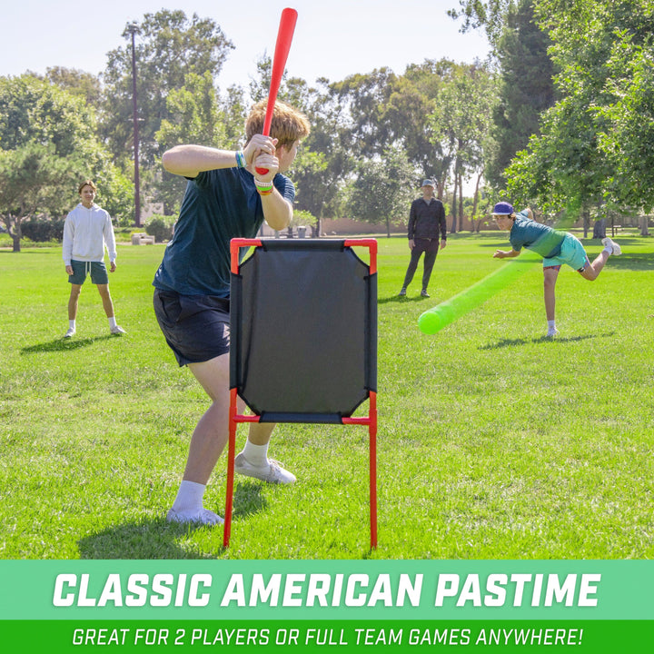 PlayGoSports.com GoSports LotBall AIR Backyard Baseball Bat, Ball and Strike Zone Set - Plastic Baseball Game for Kids