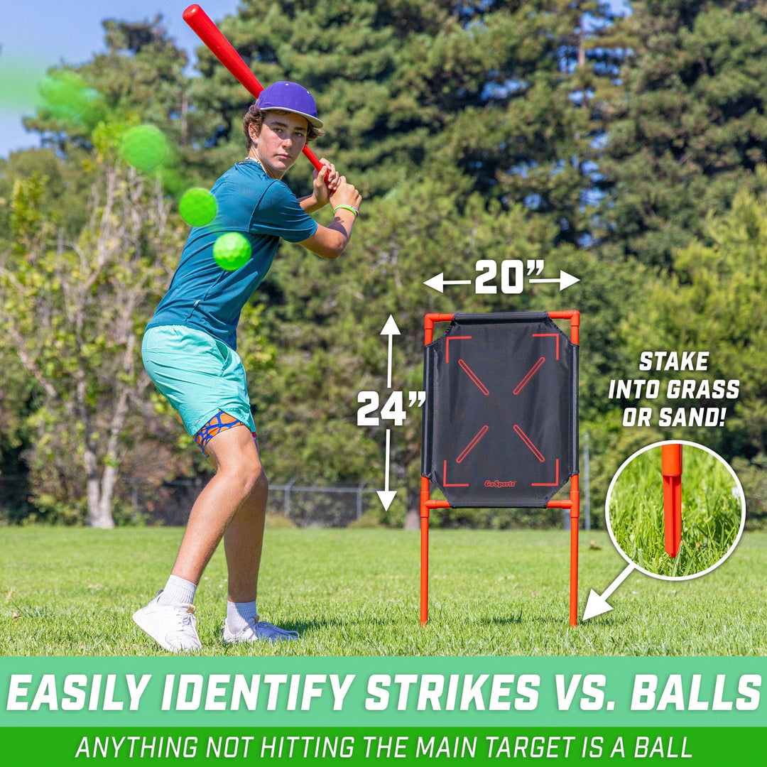 PlayGoSports.com GoSports LotBall AIR Backyard Baseball Bat, Ball and Strike Zone Set - Plastic Baseball Game for Kids
