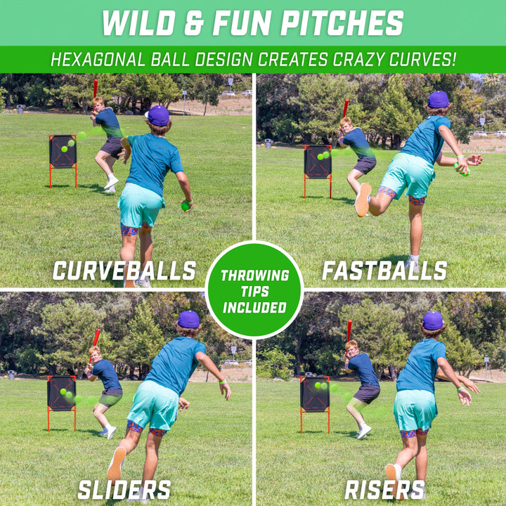 PlayGoSports.com GoSports LotBall AIR Backyard Baseball Bat, Ball and Strike Zone Set - Plastic Baseball Game for Kids
