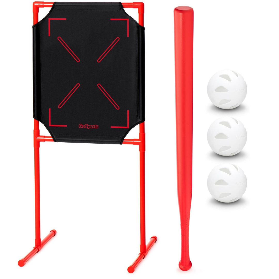 PlayGoSports.com GoSports LotBall AIR Backyard Baseball Bat, Ball and Strike Zone Set - Plastic Baseball Game for Kids