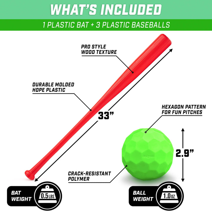 PlayGoSports.com GoSports LotBall Backyard Baseball Bat and Ball Set - Plastic Baseball Game for Kids
