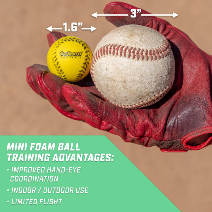 PlayGoSports.com GoSports Mini Foam Baseballs Soft Practice Balls for Kids, Training and Indoor Play
