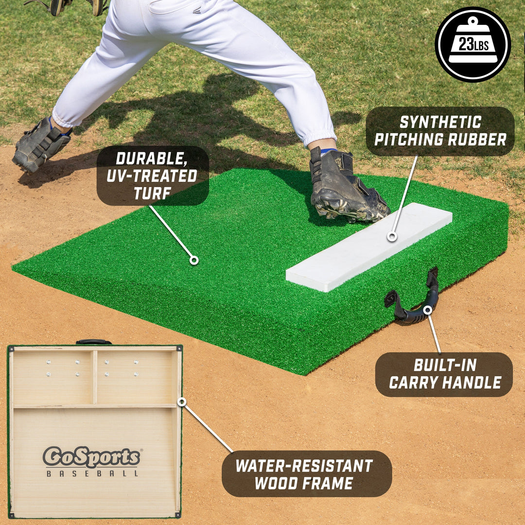 PlayGoSports.com GoSports Portable Pitching Mound for Baseball and Softball Pitchers - 30 x 30 x 4 Inch