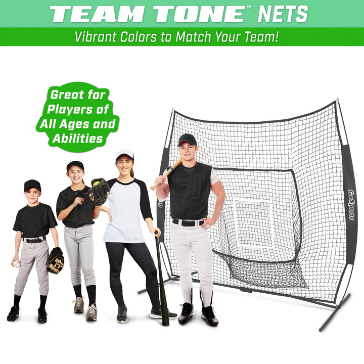 PlayGoSports.com GoSports Team Tone 7 ft x 7 ft Baseball & Softball Practice Hitting & Pitching Net in Team Colors