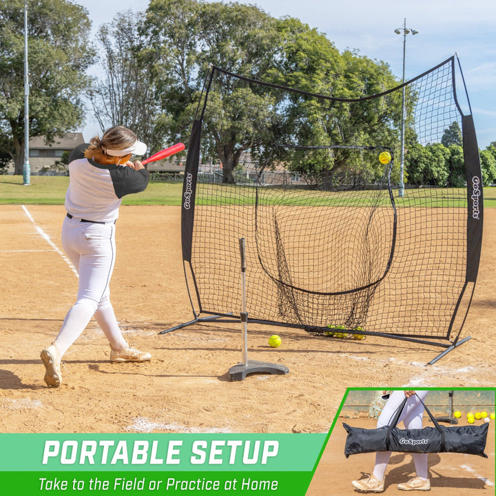 PlayGoSports.com GoSports Team Tone 7 ft x 7 ft Baseball & Softball Practice Hitting & Pitching Net in Team Colors