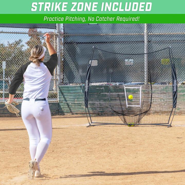 PlayGoSports.com GoSports Team Tone 7 ft x 7 ft Baseball & Softball Practice Hitting & Pitching Net in Team Colors